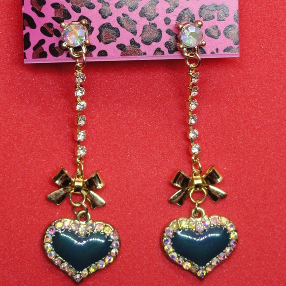 Betsey Johnson Jewelry - Betsey Johnson Blue Enamel Heart Earrings